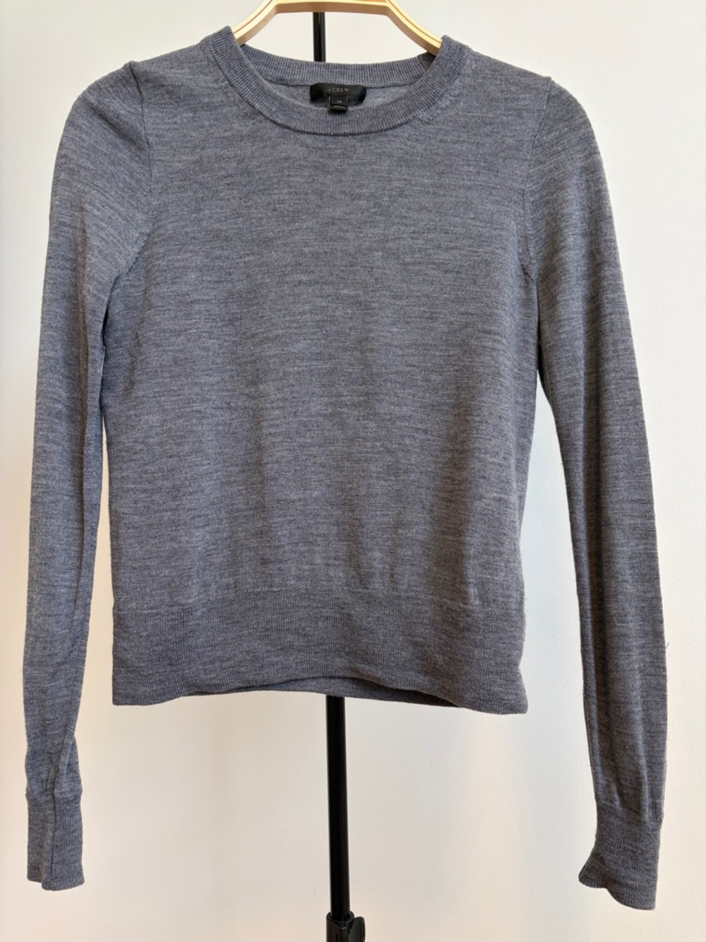 J. Crew 100% Merino Wool Crop Crew Neck Long Sleeve Grey Sweater XS